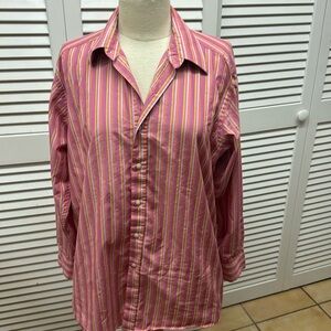 BCBGMaxazria Long Sleeve Bright Colored Striped Collared Shirt Size Medium
